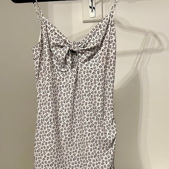 French Connection Aura Ditsy Tie Front Sleeveless Crepe Dress - Picture 3 of 3